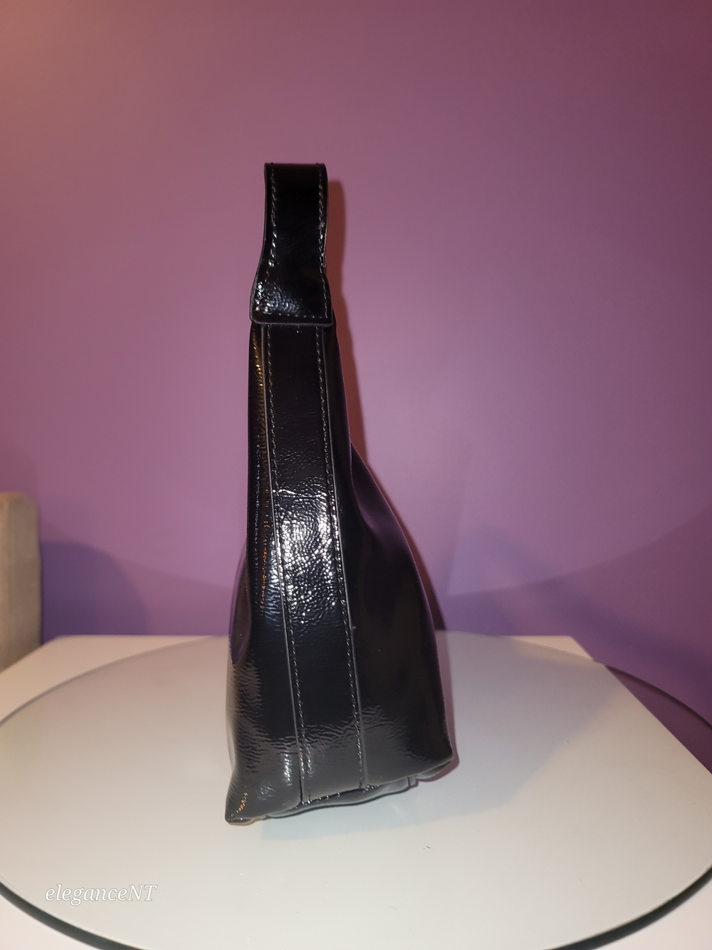 Old Navy Black Patent Mini Hobo Bag NWT - Picture 7 of 9